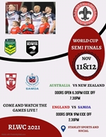 Rugby League World Cup 2021  semis at the clubhouse